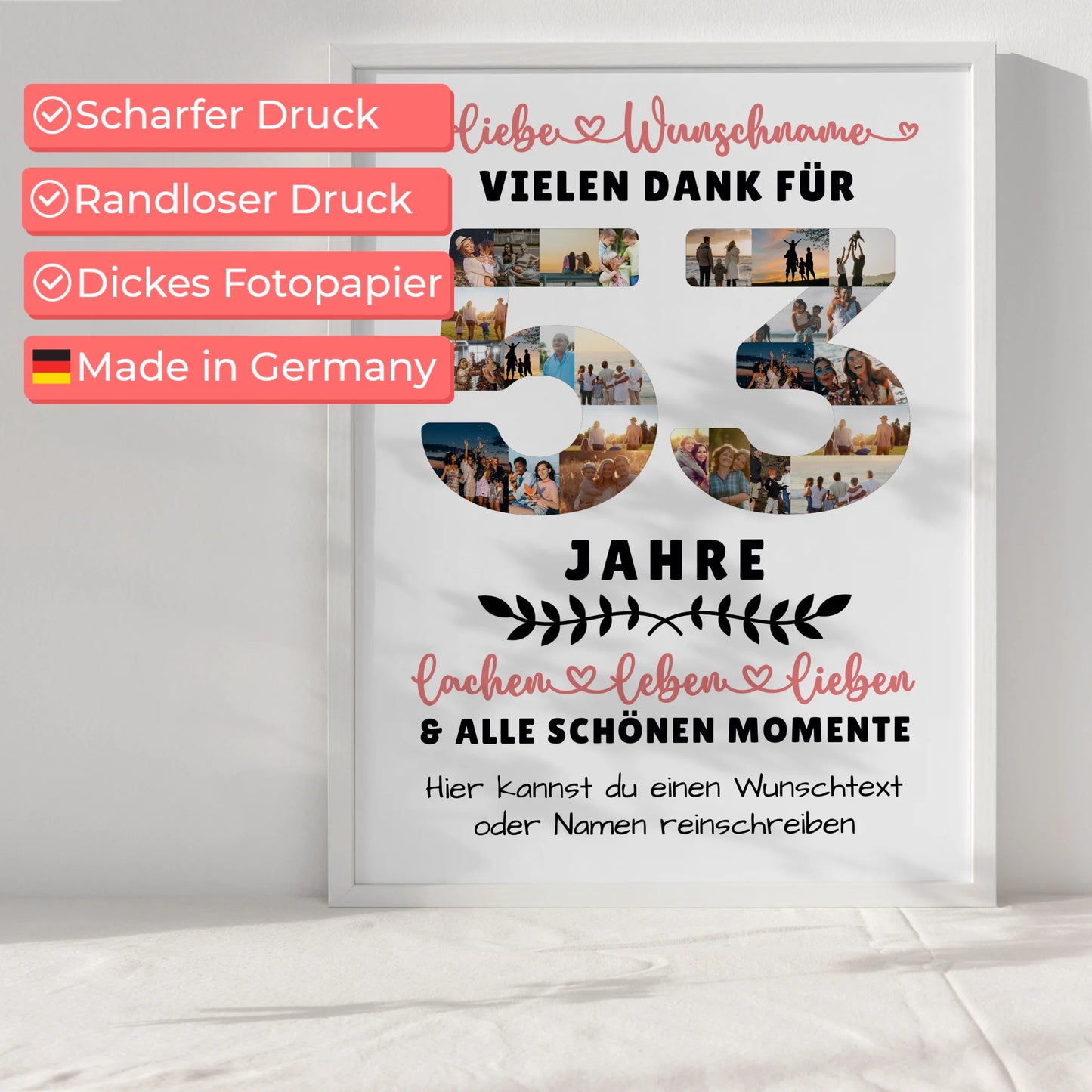 Personalisiertes Poster 53 Geburtstag Für Papa Mama Schwester & Bruder