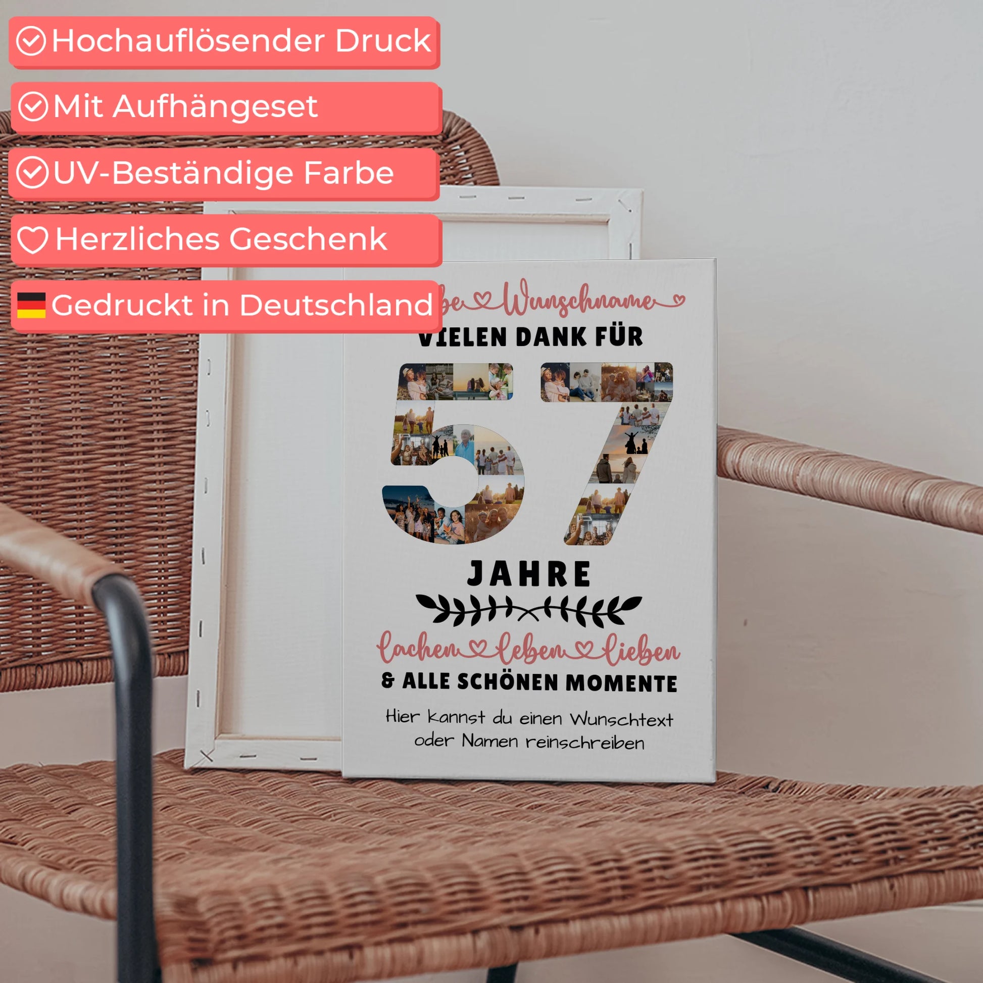 Personalisierte Leinwand 57 Geburtstag Für Schwester Bruder Mama & Papa 5