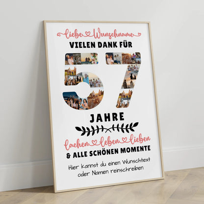 Personalisiertes Poster 57 Geburtstag Für Schwester Bruder Mama & Papa