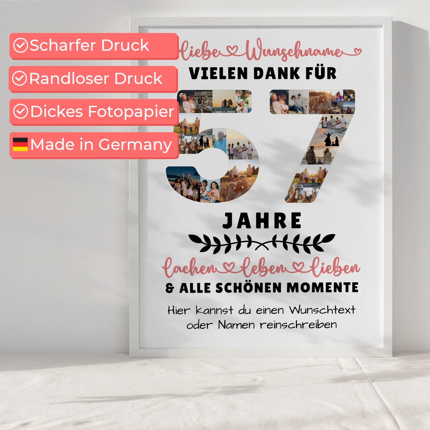 Personalisiertes Poster 57 Geburtstag Für Schwester Bruder Mama & Papa