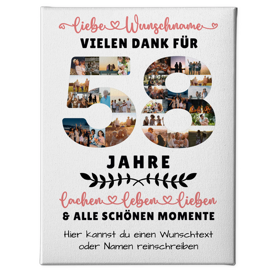 Personalisierte Leinwand 58 Geburtstag Für Schwester Bruder Papa & Mama 1