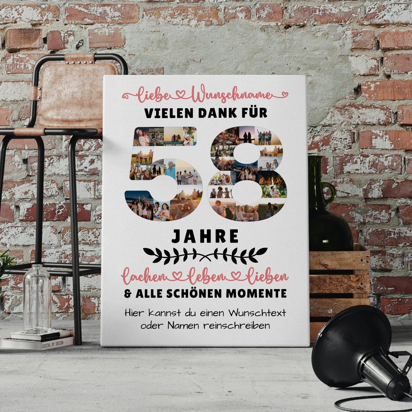 Personalisierte Leinwand 58 Geburtstag Für Schwester Bruder Papa & Mama 4