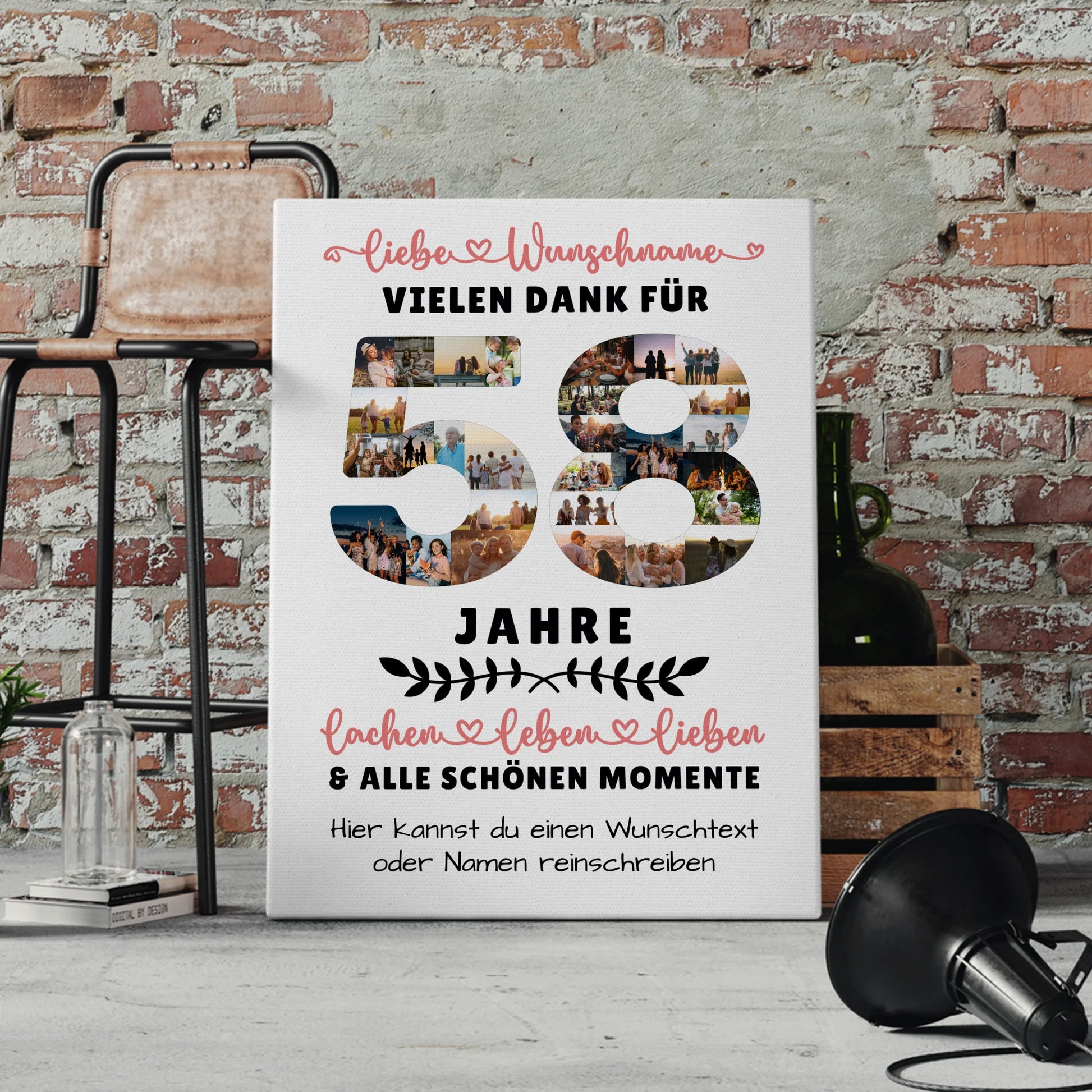 Personalisierte Leinwand 58 Geburtstag Für Schwester Bruder Papa & Mama 4