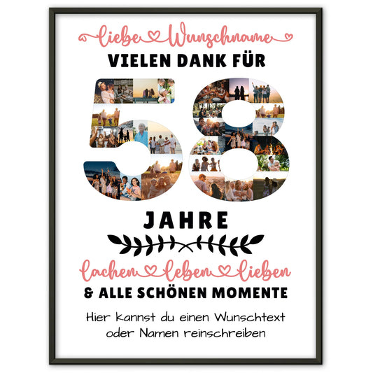 Personalisiertes Poster 58 Geburtstag Für Schwester Bruder Papa & Mama