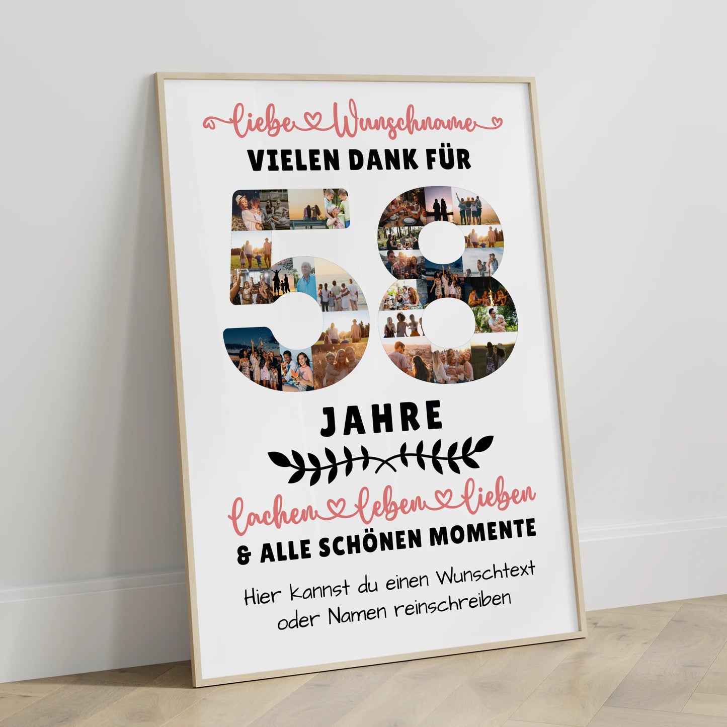 Personalisiertes Poster 58 Geburtstag Für Schwester Bruder Papa & Mama