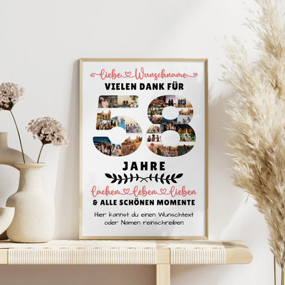 Personalisiertes Poster 58 Geburtstag Für Schwester Bruder Papa & Mama