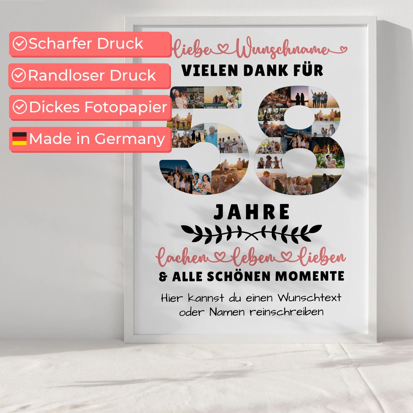 Personalisiertes Poster 58 Geburtstag Für Schwester Bruder Papa & Mama