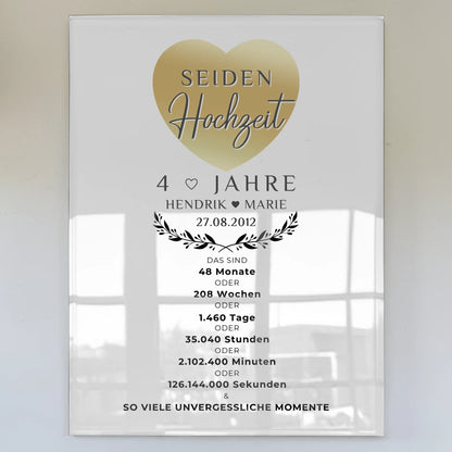 Personalisierte Acrylglas Foto Poster zum 4. Hochzeitstag