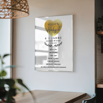 Personalisierte Acrylglas Foto Poster zum 4. Hochzeitstag