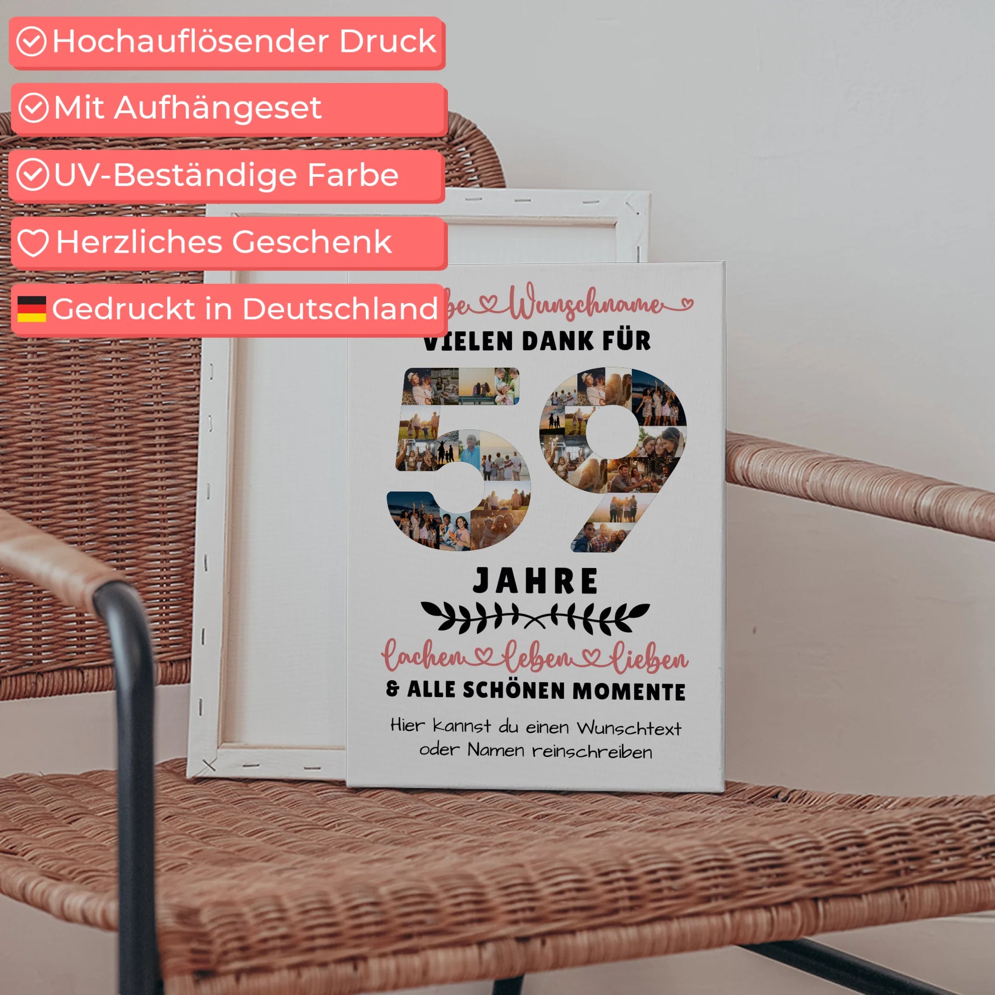 Personalisierte Leinwand 59 Geburtstag Für Mama Papa Schwester & Bruder 5