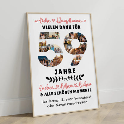 Personalisiertes Poster 59 Geburtstag Für Mama Papa Schwester & Bruder