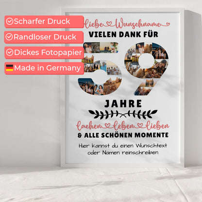 Personalisiertes Poster 59 Geburtstag Für Mama Papa Schwester & Bruder