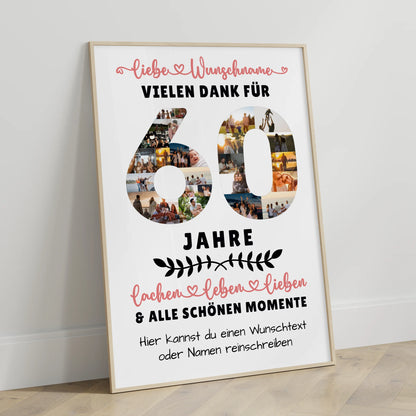 Personalisiertes Poster 60 Geburtstag Für Papa Mama Schwester & Bruder