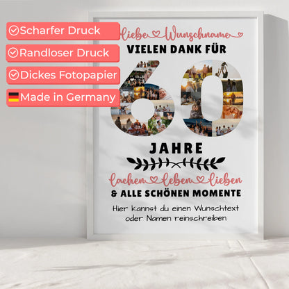 Personalisiertes Poster 60 Geburtstag Für Papa Mama Schwester & Bruder