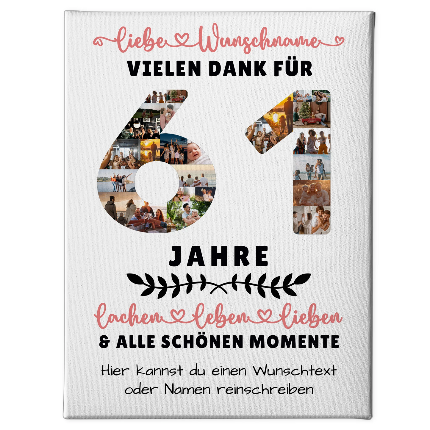 Personalisierte Leinwand 61 Geburtstag Für Papa Mama Bruder & Schwester 1