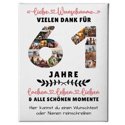 Personalisierte Leinwand 61 Geburtstag Für Papa Mama Bruder & Schwester 1