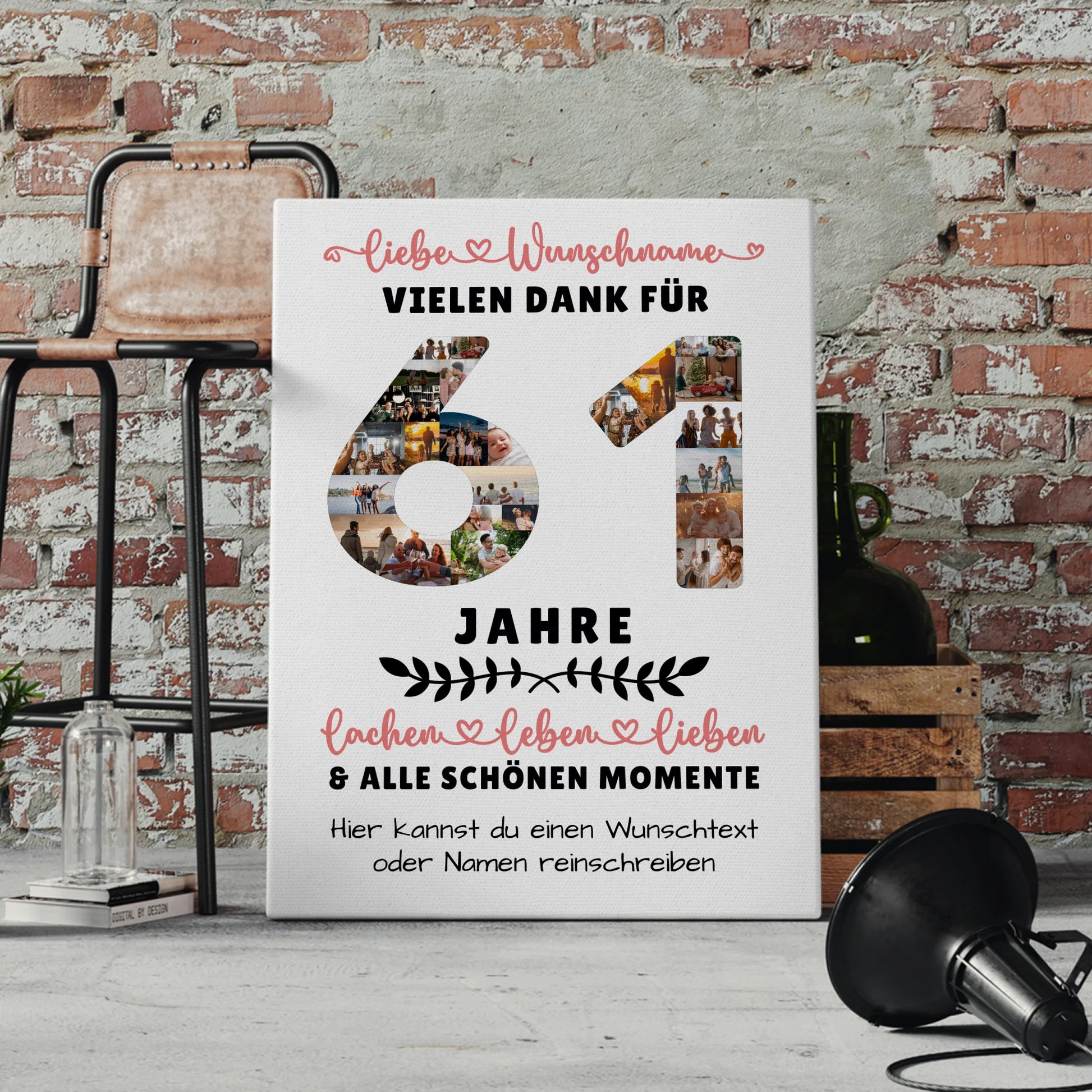 Personalisierte Leinwand 61 Geburtstag Für Papa Mama Bruder & Schwester 4