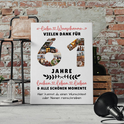 Personalisierte Leinwand 61 Geburtstag Für Papa Mama Bruder & Schwester 4