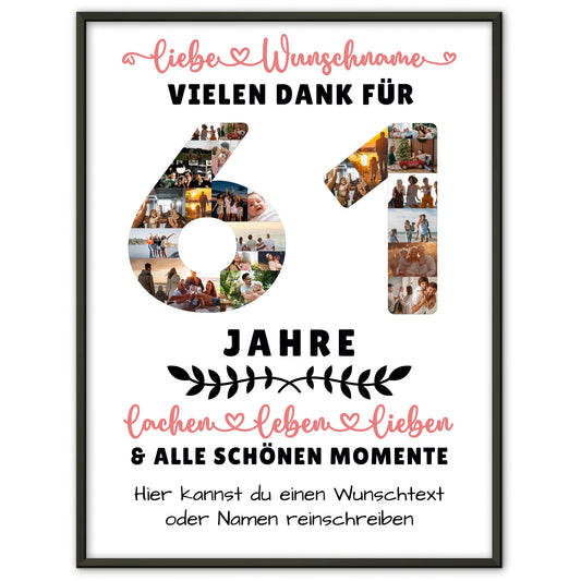 Personalisiertes Poster 61 Geburtstag Für Papa Mama Bruder & Schwester