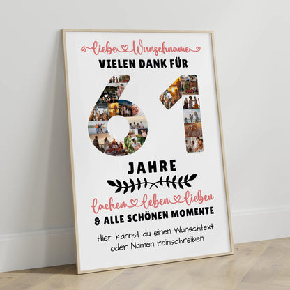 Personalisiertes Poster 61 Geburtstag Für Papa Mama Bruder & Schwester