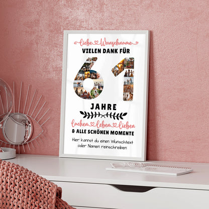 Personalisiertes Poster 61 Geburtstag Für Papa Mama Bruder & Schwester