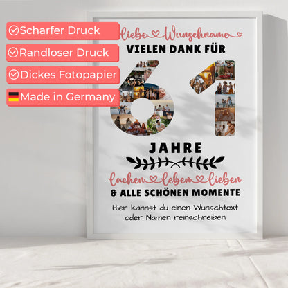 Personalisiertes Poster 61 Geburtstag Für Papa Mama Bruder & Schwester
