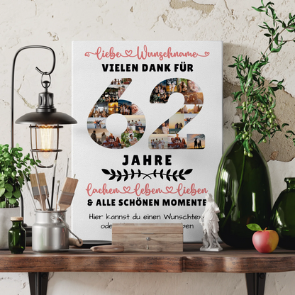 Personalisierte Leinwand 62 Geburtstag Für Bruder Schwester Papa & Mama 3