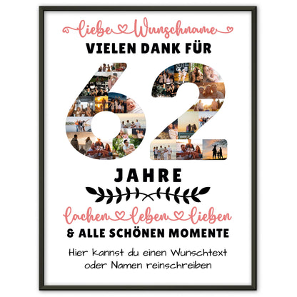 Personalisiertes Poster 62 Geburtstag Für Bruder Schwester Papa & Mama