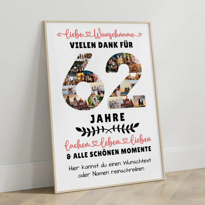 Personalisiertes Poster 62 Geburtstag Für Bruder Schwester Papa & Mama