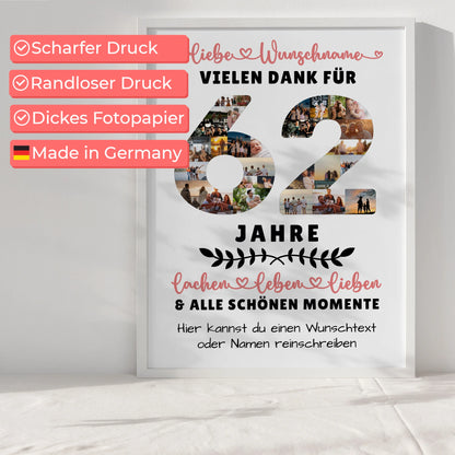 Personalisiertes Poster 62 Geburtstag Für Bruder Schwester Papa & Mama