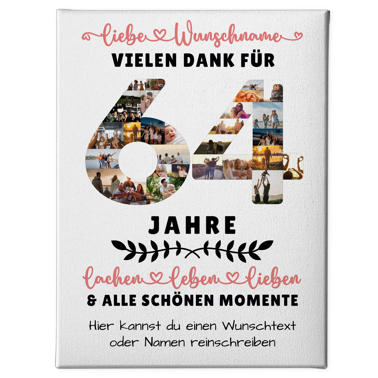 Personalisierte Leinwand 64 Geburtstag Für Schwester Bruder Mama & Papa 1