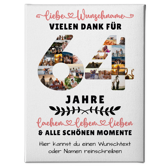 Personalisierte Leinwand 64 Geburtstag Für Schwester Bruder Mama & Papa 1