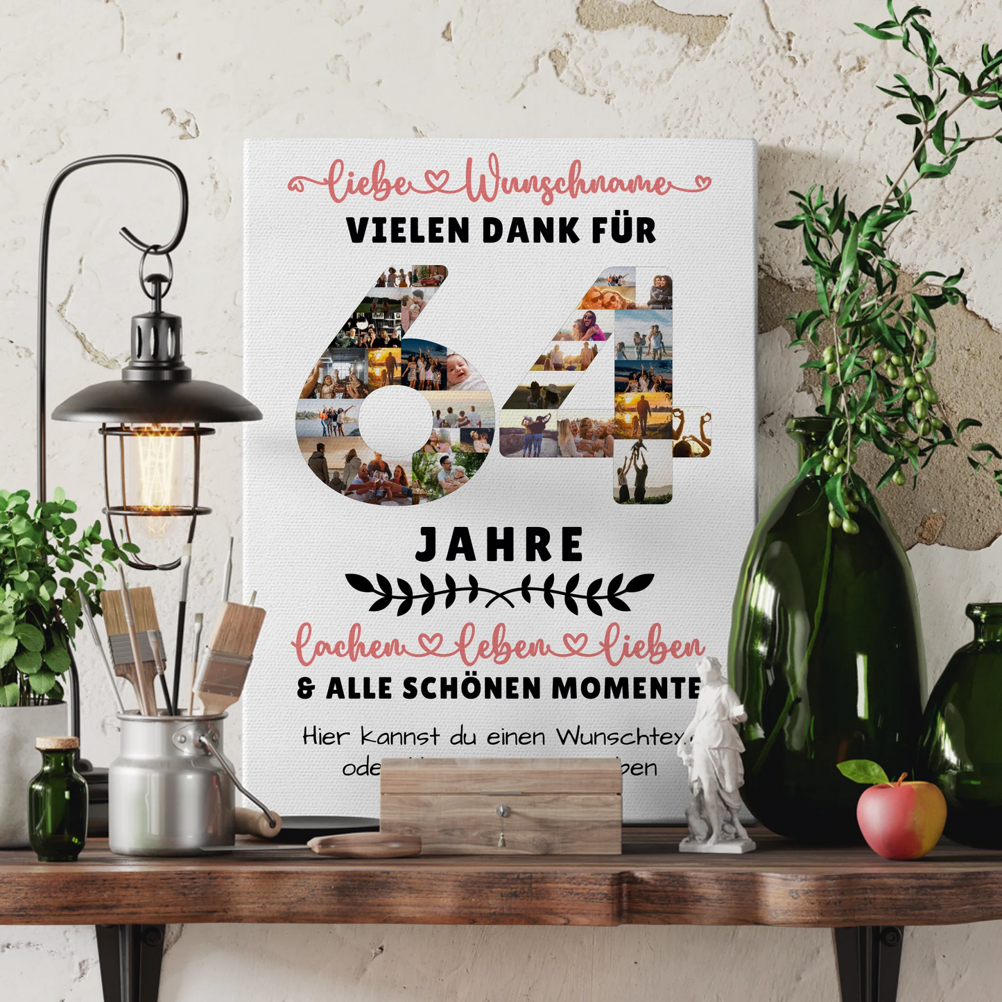 Personalisierte Leinwand 64 Geburtstag Für Schwester Bruder Mama & Papa 3