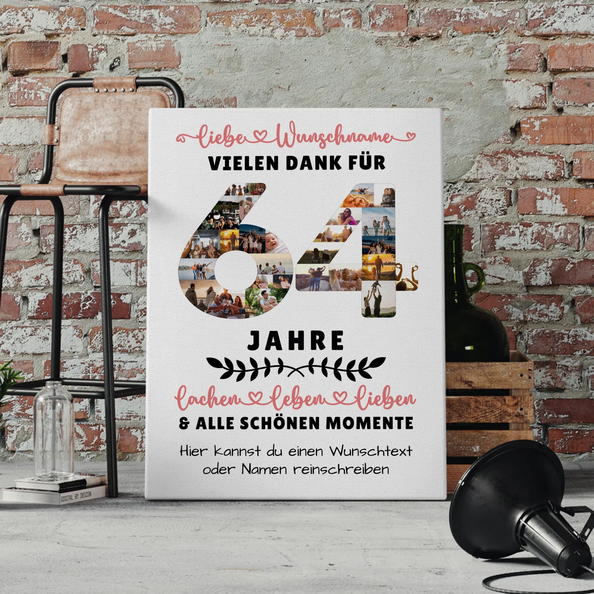 Personalisierte Leinwand 64 Geburtstag Für Schwester Bruder Mama & Papa 4