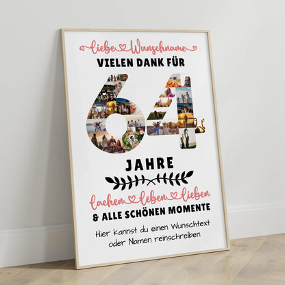 Personalisiertes Poster 64 Geburtstag Für Schwester Bruder Mama & Papa