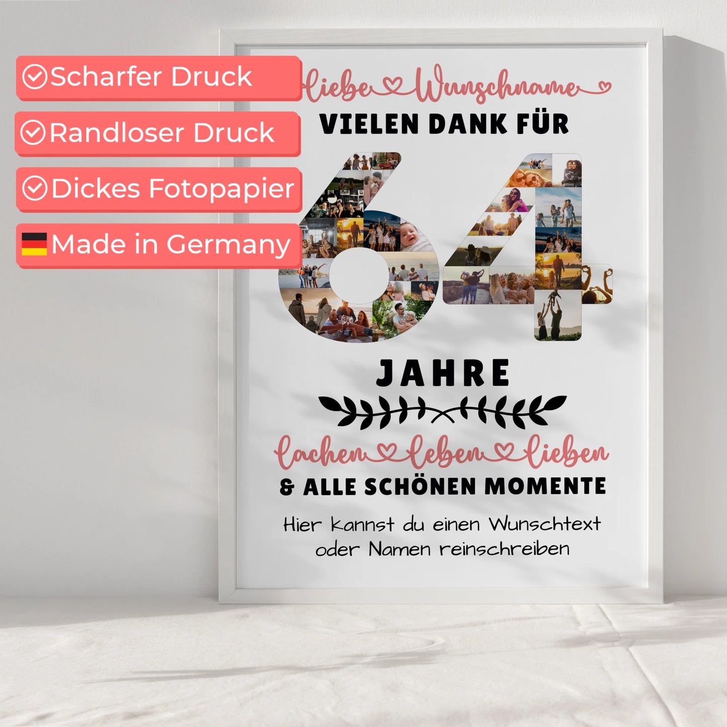 Personalisiertes Poster 64 Geburtstag Für Schwester Bruder Mama & Papa