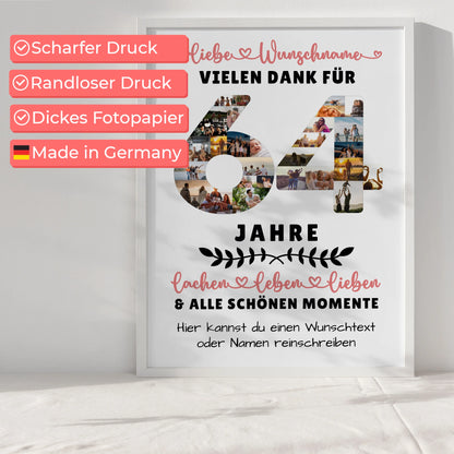 Personalisiertes Poster 64 Geburtstag Für Schwester Bruder Mama & Papa