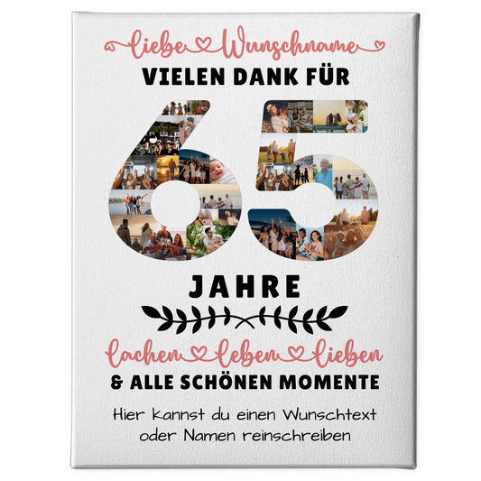 Personalisierte Leinwand 65 Geburtstag Für Schwester Bruder Papa & Mama 1