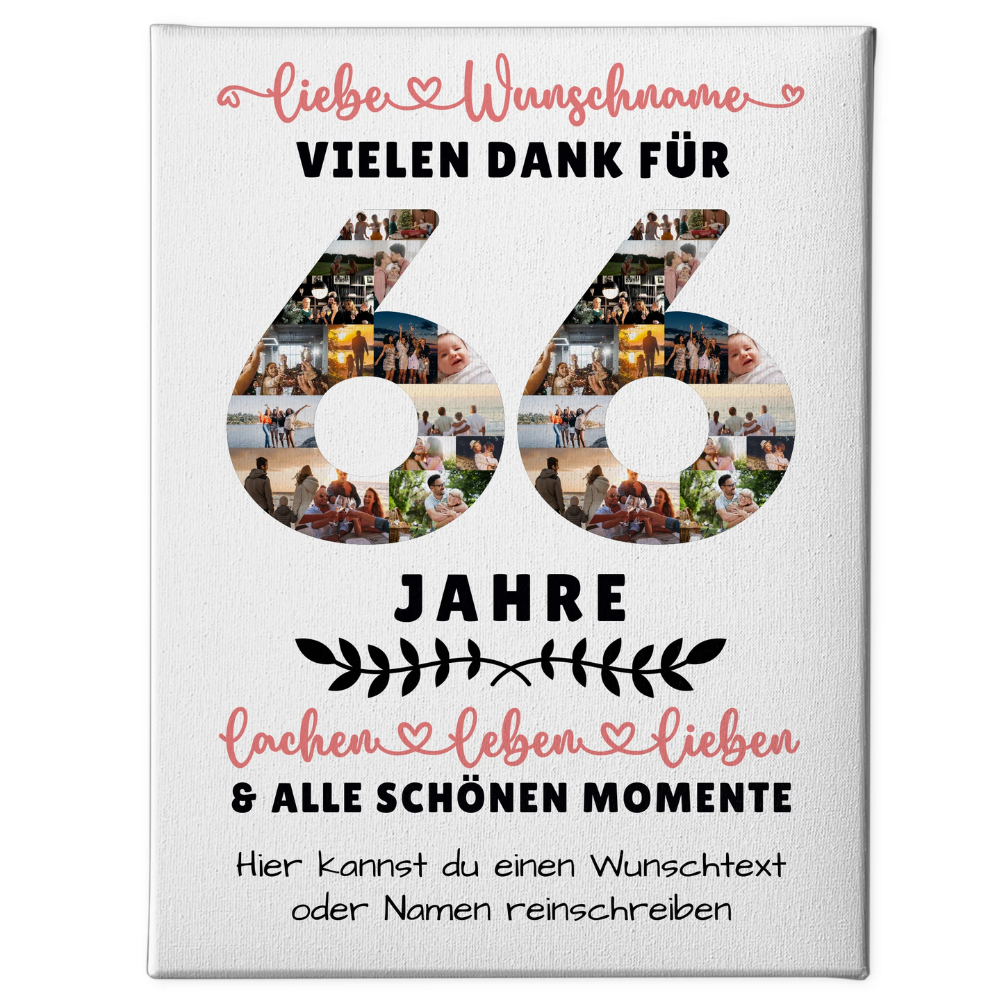 Personalisierte Leinwand 66 Geburtstag Für Mama Papa Schwester & Bruder 1
