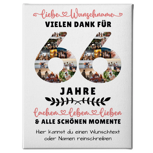 Personalisierte Leinwand 66 Geburtstag Für Mama Papa Schwester & Bruder 1