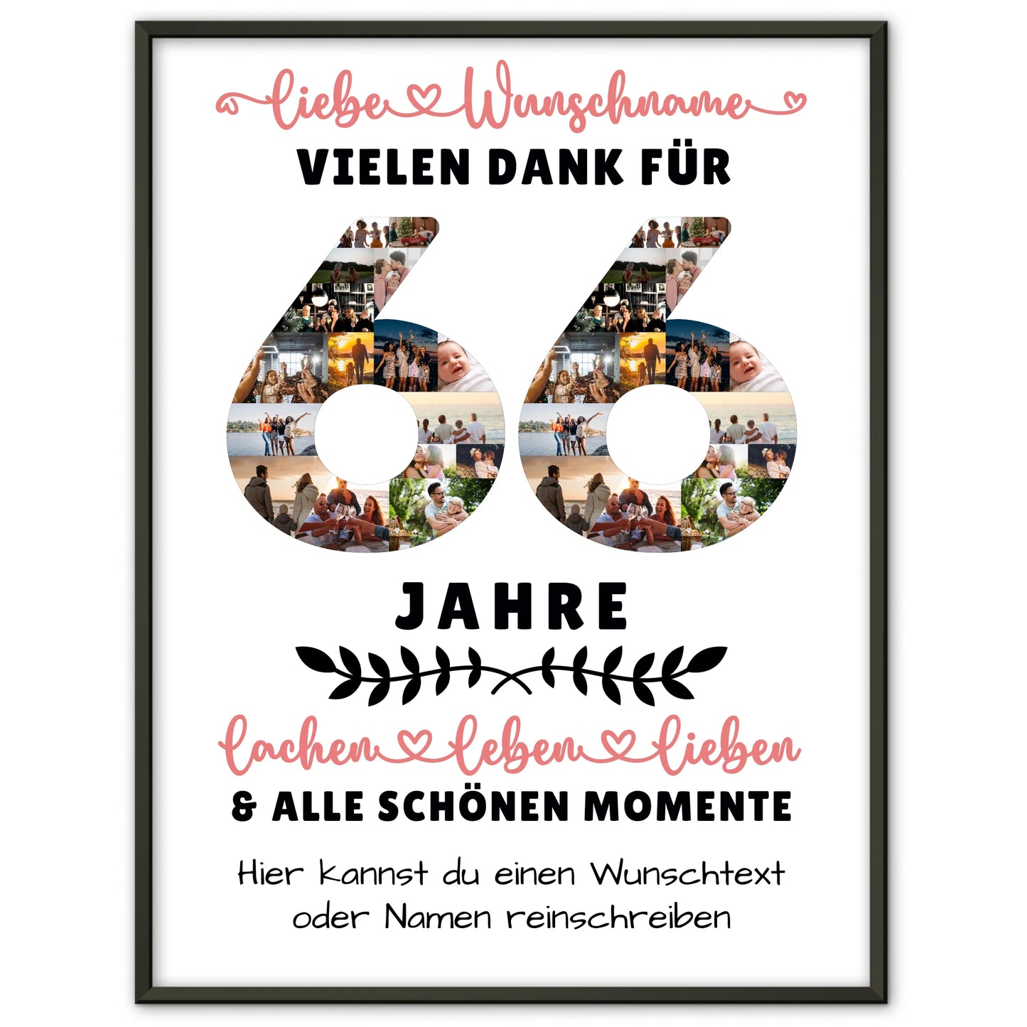 Personalisiertes Poster 66 Geburtstag Für Mama Papa Schwester & Bruder