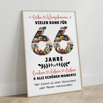 Personalisiertes Poster 66 Geburtstag Für Mama Papa Schwester & Bruder