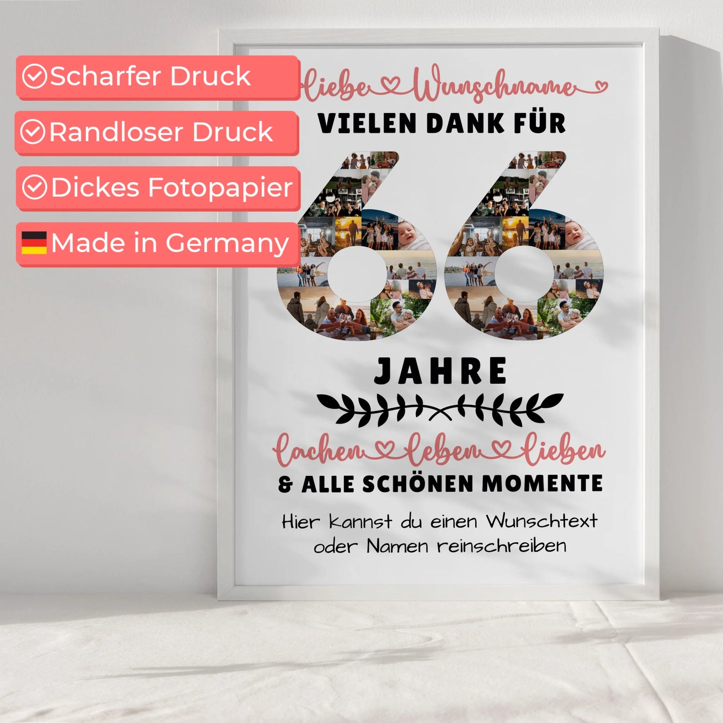 Personalisiertes Poster 66 Geburtstag Für Mama Papa Schwester & Bruder