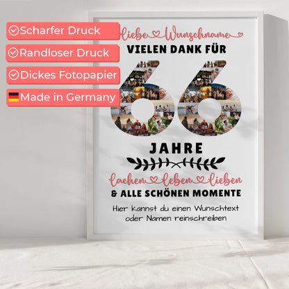 Personalisiertes Poster 66 Geburtstag Für Mama Papa Schwester & Bruder
