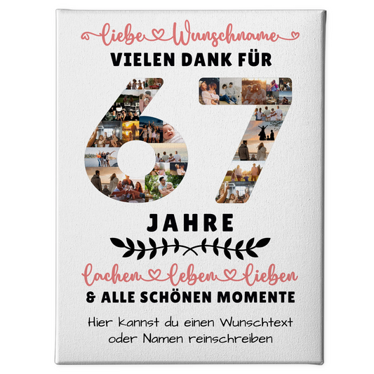 Personalisierte Leinwand 67 Geburtstag Für Papa Mama Schwester & Bruder 1