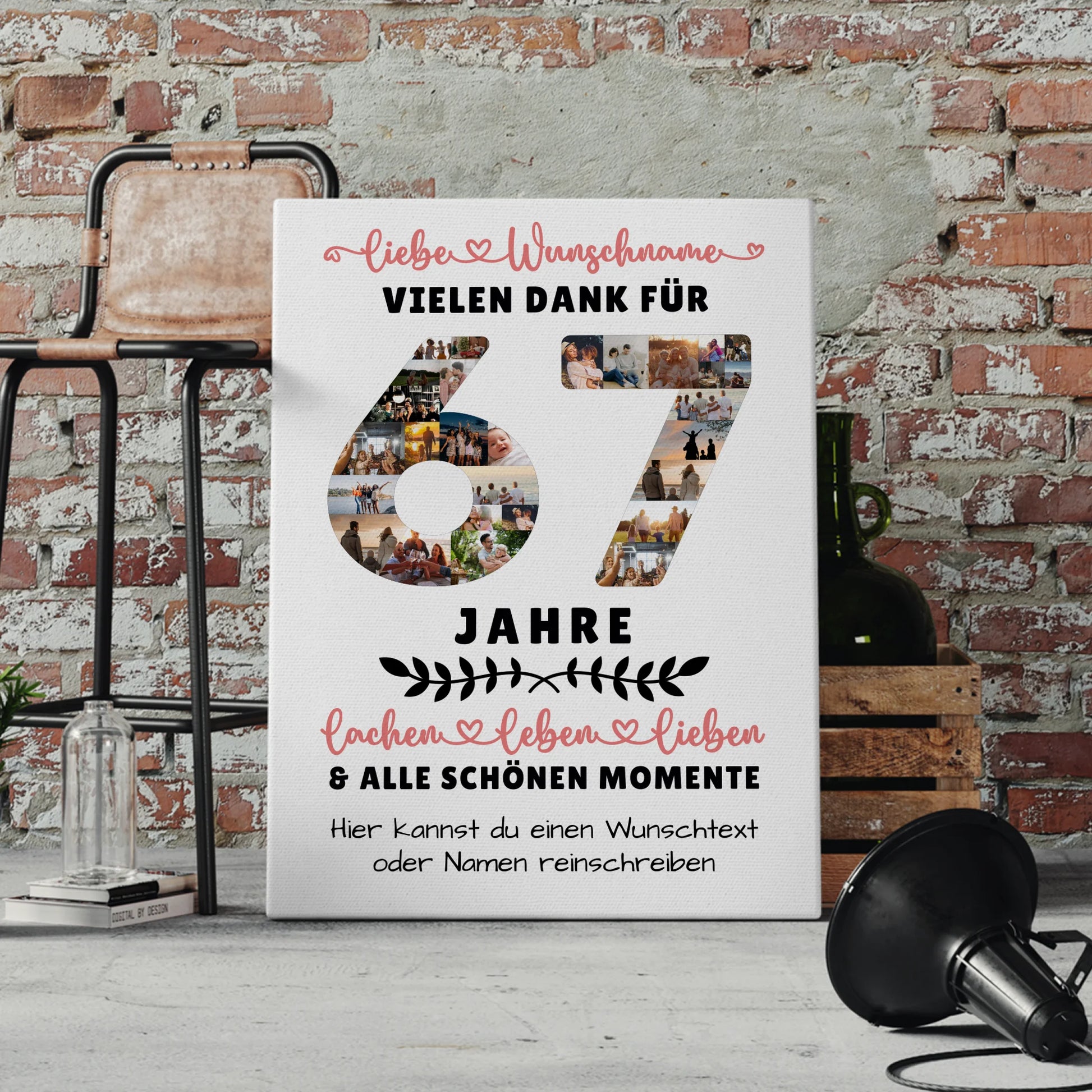 Personalisierte Leinwand 67 Geburtstag Für Papa Mama Schwester & Bruder 4