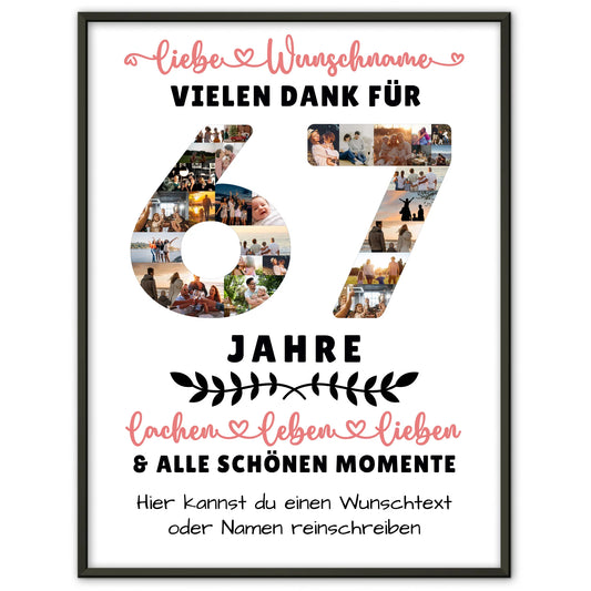 Personalisiertes Poster 67 Geburtstag Für Papa Mama Schwester & Bruder
