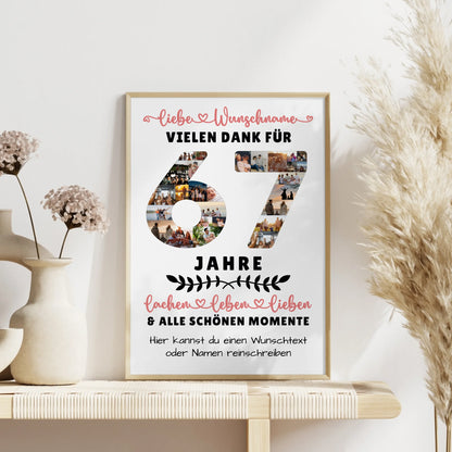 Personalisiertes Poster 67 Geburtstag Für Papa Mama Schwester & Bruder