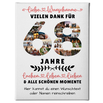 Personalisierte Leinwand 68 Geburtstag Für Papa Mama Bruder & Schwester 1