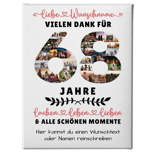 Personalisierte Leinwand 68 Geburtstag Für Papa Mama Bruder & Schwester 1